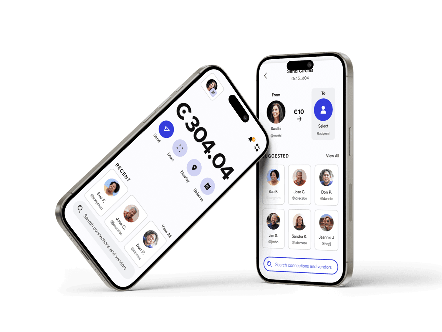 Circles wallet app screens